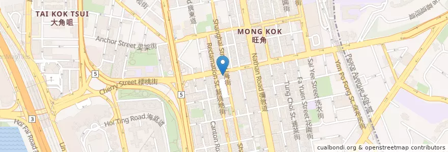 Mapa de ubicacion de 荷里活冰室 Hollywood Cafe en Chine, Guangdong, Hong Kong, Kowloon, Nouveaux Territoires, 油尖旺區 Yau Tsim Mong District.