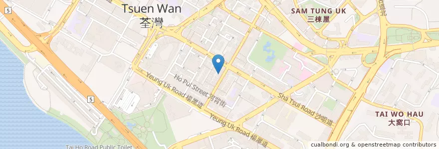 Mapa de ubicacion de 富都茶餐廳 Fu Doo Restaurant en الصين, غوانغدونغ, هونغ كونغ, الأقاليم الجديدة, 荃灣區 Tsuen Wan District.