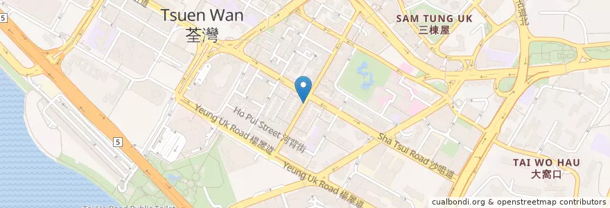 Mapa de ubicacion de 炳記西餐館 Ping Kee Restaurant en Çin, Guangdong, Hong Kong, Yeni Bölgeler, 荃灣區 Tsuen Wan District.