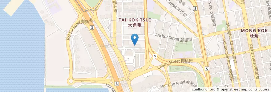 Mapa de ubicacion de Starry Night en China, Cantão, Hong Kong, Kowloon, Novos Territórios, 油尖旺區 Yau Tsim Mong District.