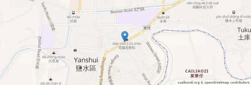 Mapa de ubicacion de 松竹屋 en Taiwan, Tainan, Yanshui.