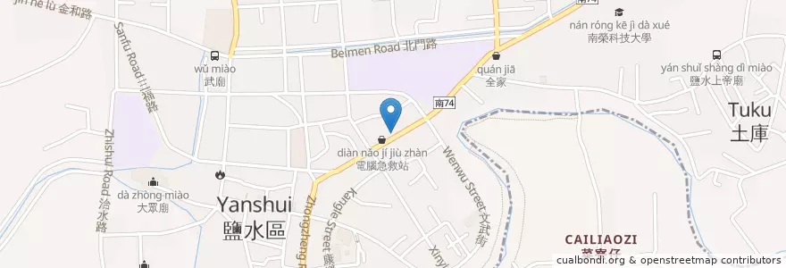 Mapa de ubicacion de 傻師傅湯包 en 臺灣, 臺南市, 鹽水區.