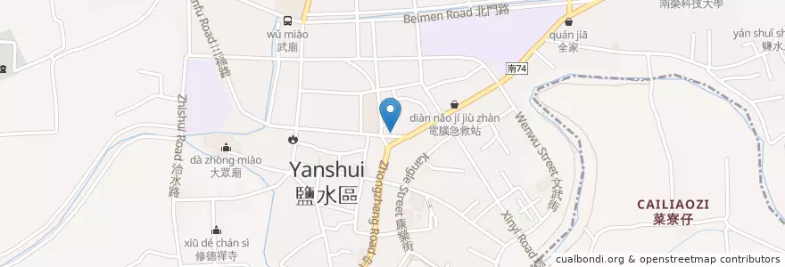 Mapa de ubicacion de 伽蘭廟 en 臺灣, 臺南市, 鹽水區.