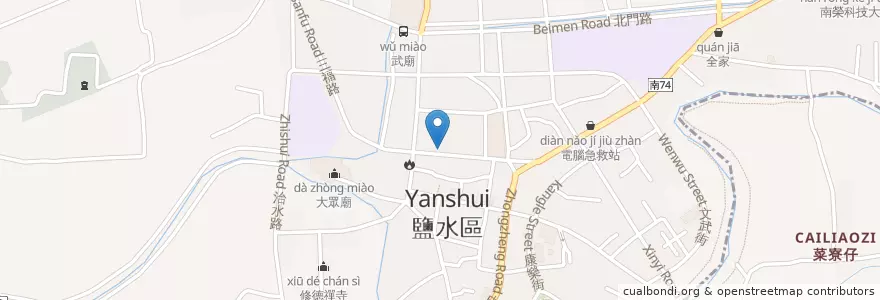 Mapa de ubicacion de 三代祖傳鴨肉 en 臺灣, 臺南市, 鹽水區.