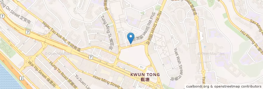 Mapa de ubicacion de 創興銀行 Chong Hing Bank en Китай, Гуандун, Гонконг, Цзюлун, Новые Территории, 觀塘區 Kwun Tong District.