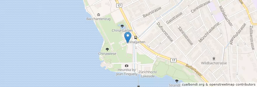 Mapa de ubicacion de Zürichhorn en Schweiz, Zürich, Bezirk Zürich, Zürich.