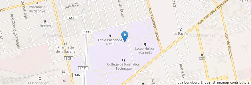 Mapa de ubicacion de café restau le goûter en Burkina Faso, Centre, Kadiogo, Ouagadougou.