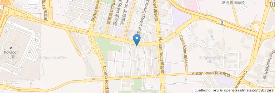 Mapa de ubicacion de 創興銀行 Chong Hing Bank en Китай, Гуандун, Гонконг, Цзюлун, Новые Территории, 油尖旺區 Yau Tsim Mong District.