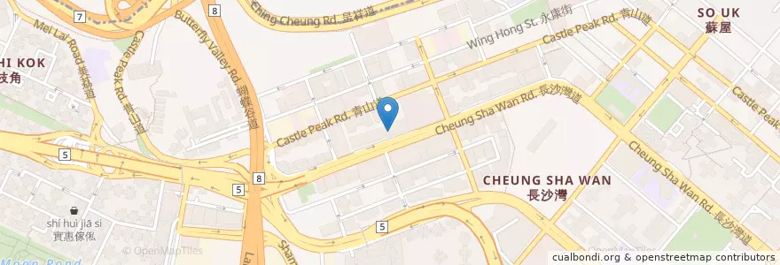 Mapa de ubicacion de 渣打 Standard Chartered en China, Guangdong, Hong Kong, Kowloon, Wilayah Baru, 深水埗區 Sham Shui Po District.