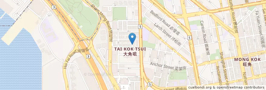 Mapa de ubicacion de Tong Hoi Dik en 中国, 广东省, 香港 Hong Kong, 九龍 Kowloon, 新界 New Territories, 油尖旺區 Yau Tsim Mong District.