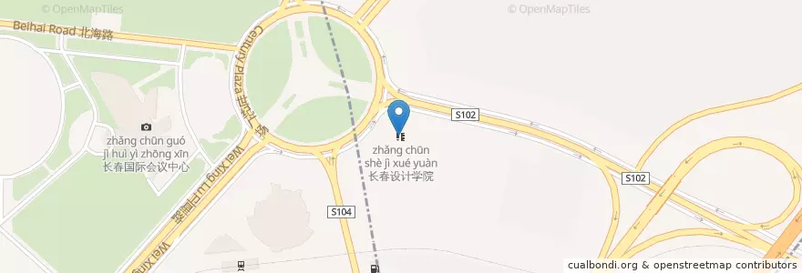 Mapa de ubicacion de 长春设计学院 en Çin, Jilin, 长春市, 二道区, 东方广场街道.