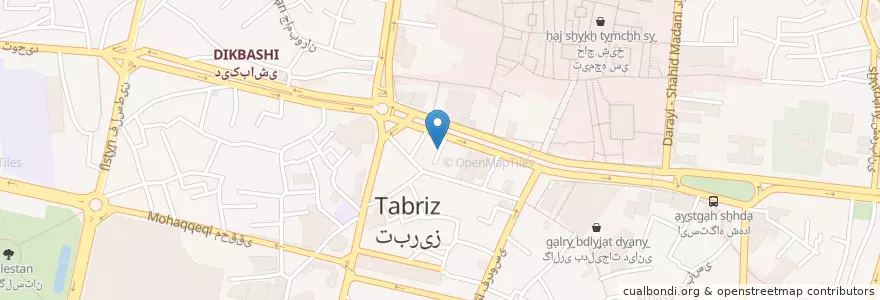 Mapa de ubicacion de پارکینگ کیان en Iran, Azerbaïdjan Oriental, شهرستان تبریز, بخش مرکزی شهرستان تبریز, تبریز.