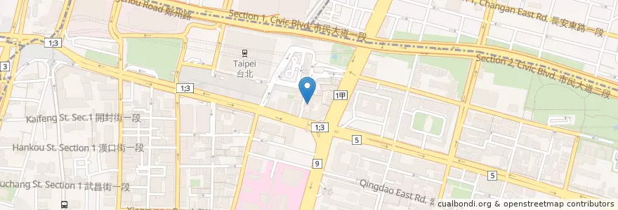 Mapa de ubicacion de Sinar Terang en تايوان, تايبيه الجديدة, تايبيه, 中正區.