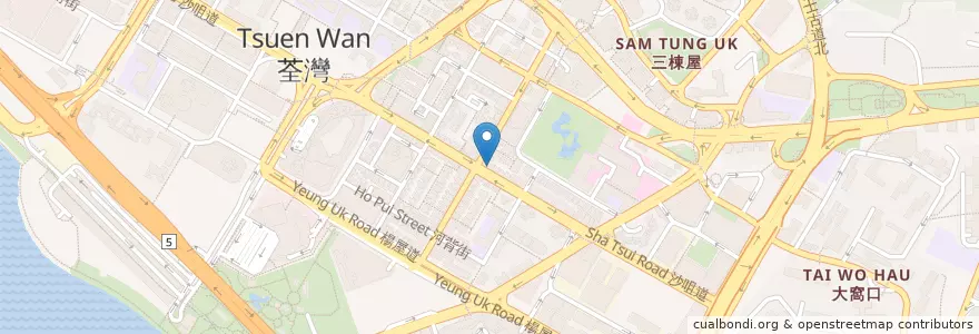 Mapa de ubicacion de Kong Fung RMB Remittance Exchange Limited en China, Guangdong, Hong Kong, Wilayah Baru, 荃灣區 Tsuen Wan District.