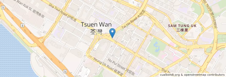 Mapa de ubicacion de New Ngai City Money Exchange en Çin, Guangdong, Hong Kong, Yeni Bölgeler, 荃灣區 Tsuen Wan District.
