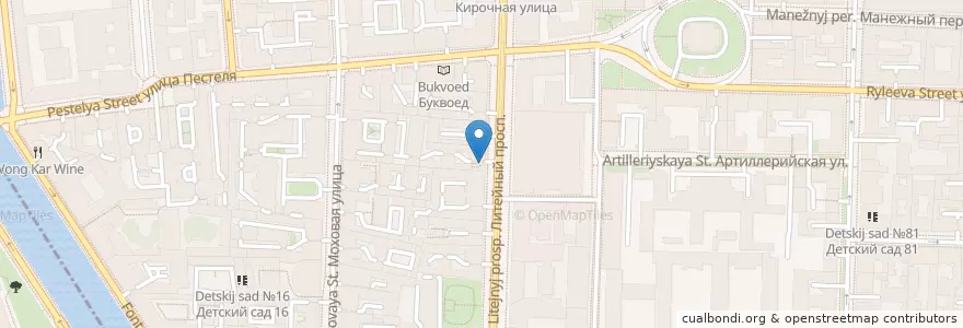 Mapa de ubicacion de Почта Банк en ロシア, 北西連邦管区, レニングラード州, サンクト ペテルブルク, Центральный Район, Литейный Округ.