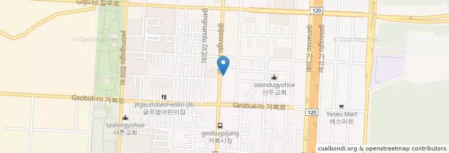 Mapa de ubicacion de 하나님의교회 세계복음선교협회 en Corea Del Sud, 인천, 서구, 석남동.
