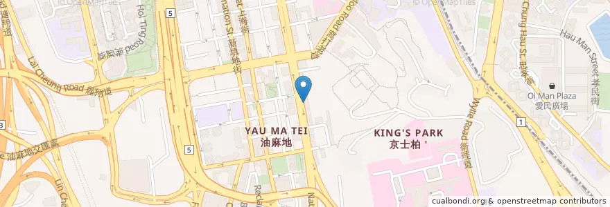 Mapa de ubicacion de 盤谷銀行 Bangkok Bank en 中国, 广东省, 香港 Hong Kong, 九龍 Kowloon, 新界 New Territories, 油尖旺區 Yau Tsim Mong District.