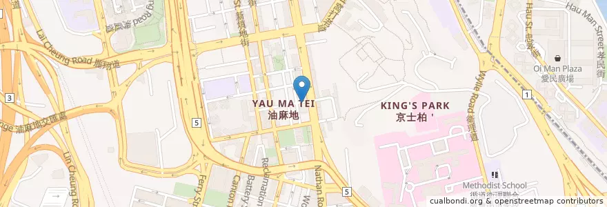 Mapa de ubicacion de BOC en Çin, Guangdong, Hong Kong, Kowloon, Yeni Bölgeler, 油尖旺區 Yau Tsim Mong District.