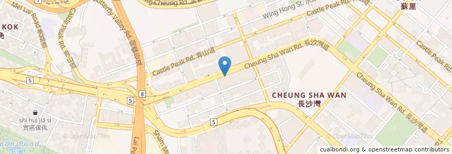 Mapa de ubicacion de 中國銀行 Bank of China en China, Cantão, Hong Kong, Kowloon, Novos Territórios, 深水埗區 Sham Shui Po District.