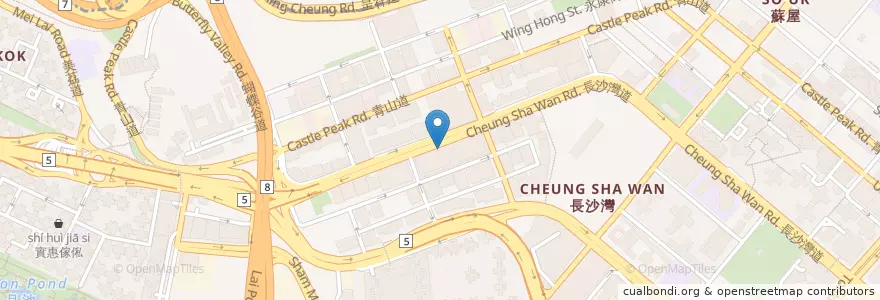 Mapa de ubicacion de 渣打 Standard Chartered en China, Guangdong, Hong Kong, Kowloon, Wilayah Baru, 深水埗區 Sham Shui Po District.