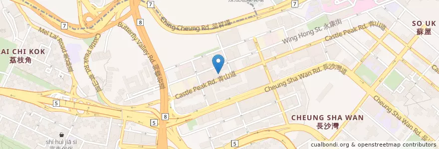 Mapa de ubicacion de Madrid Cafe en الصين, غوانغدونغ, هونغ كونغ, كولون, الأقاليم الجديدة, 深水埗區 Sham Shui Po District.