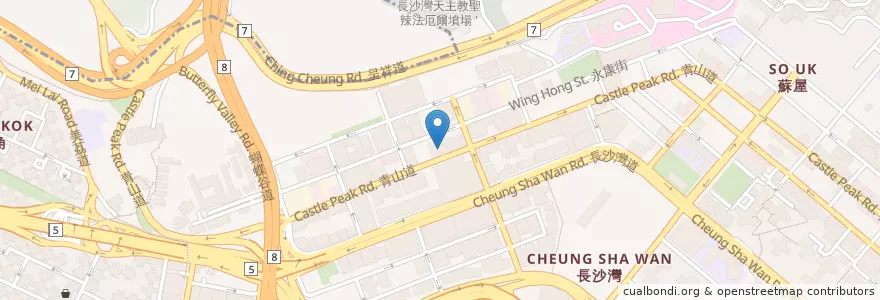 Mapa de ubicacion de HSBC en China, Cantão, Hong Kong, Kowloon, Novos Territórios, 深水埗區 Sham Shui Po District.