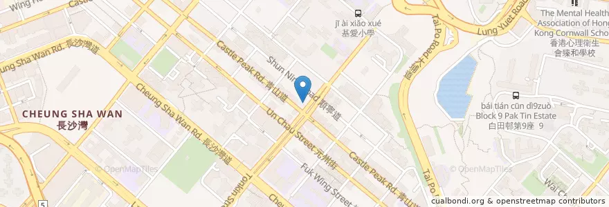 Mapa de ubicacion de Sen Zushi en 中国, 广东省, 香港 Hong Kong, 九龍 Kowloon, 新界 New Territories, 深水埗區 Sham Shui Po District.