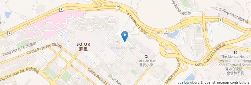 Mapa de ubicacion de Shamshuipo Baptist Church Kindergarten en Chine, Guangdong, Hong Kong, Kowloon, Nouveaux Territoires, 深水埗區 Sham Shui Po District.
