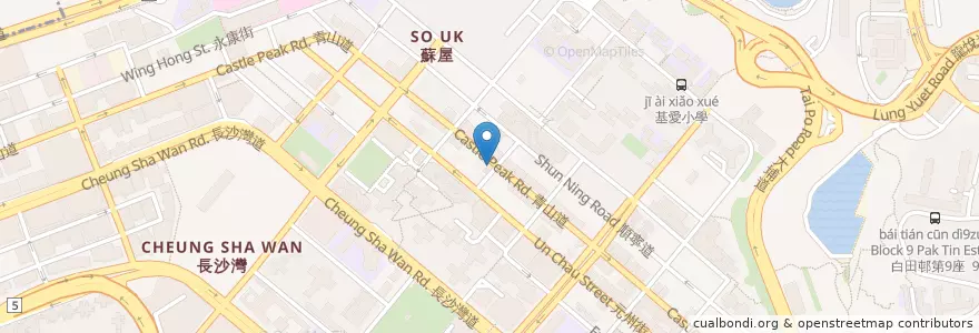 Mapa de ubicacion de Green River Restaurant en 중국, 광둥성, 홍콩, 가우룽, 신제, 深水埗區 Sham Shui Po District.