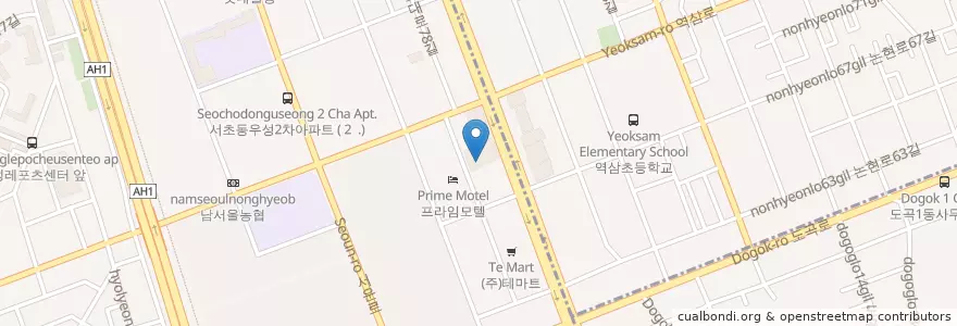 Mapa de ubicacion de 전북은행 en 大韓民国, ソウル, 瑞草区, 서초동, 서초2동.