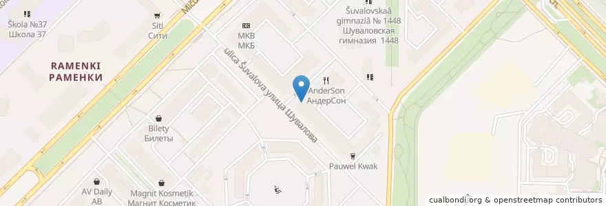 Mapa de ubicacion de Свой доктор en Russia, Distretto Federale Centrale, Москва, Западный Административный Округ, Район Раменки.