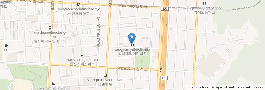 Mapa de ubicacion de 석남제일어린이집 en Güney Kore, 인천, 서구, 석남동.