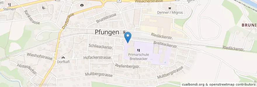 Mapa de ubicacion de Bibliothek Pfungen en سويسرا, زيورخ, Bezirk Winterthur, Pfungen.