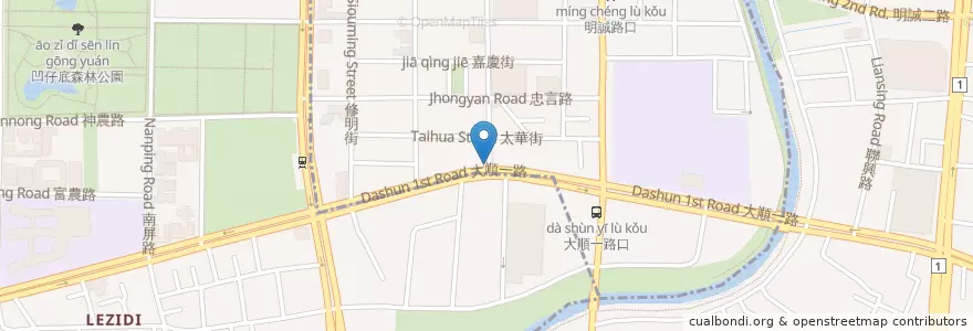 Mapa de ubicacion de 四海豆漿 en تایوان, کائوهسیونگ, 鼓山區, 三民區.