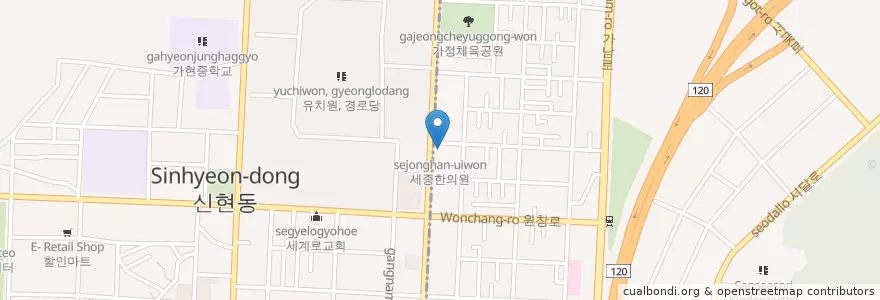 Mapa de ubicacion de 세종한의원 en کره جنوبی, 인천, 서구, 가정동.