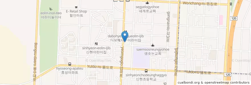 Mapa de ubicacion de 사랑교회 en 대한민국, 인천, 서구.