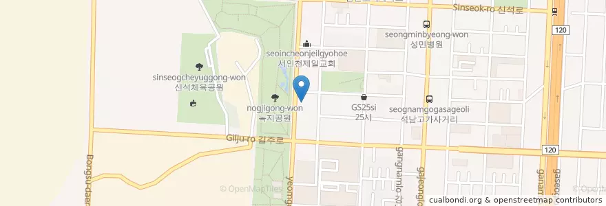 Mapa de ubicacion de 오일뱅크 en 대한민국, 인천, 서구, 석남동.