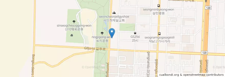 Mapa de ubicacion de SK주유소 en Республика Корея, Инчхон, 서구, 석남동.
