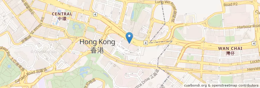 Mapa de ubicacion de KFC en China, Guangdong, Hongkong, Hong Kong Island, New Territories, 中西區 Central And Western District.