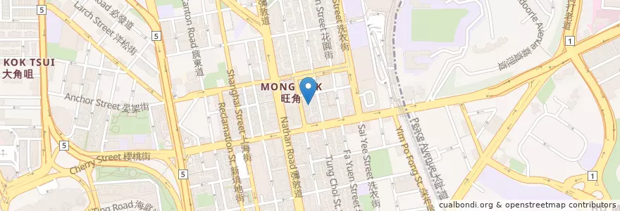 Mapa de ubicacion de 宏發燒臘店 en China, Provincia De Cantón, Hong Kong, Kowloon, Nuevos Territorios, 油尖旺區 Yau Tsim Mong District.
