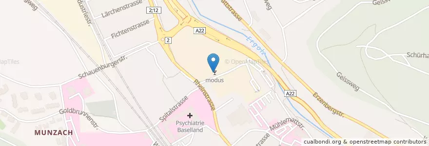 Mapa de ubicacion de modus en Switzerland, Basel-Landschaft, Bezirk Liestal, Liestal.