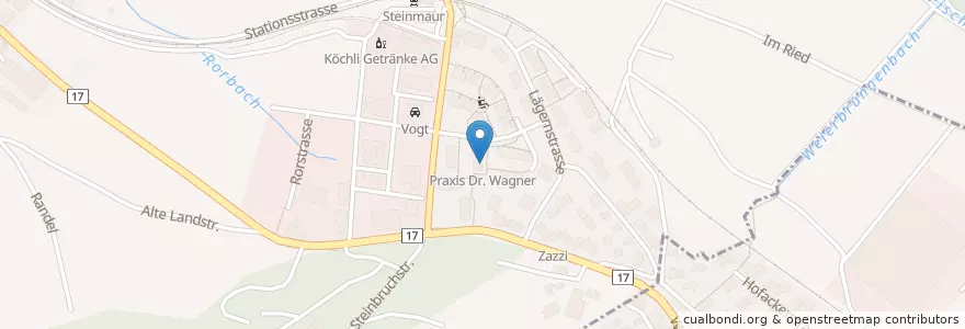 Mapa de ubicacion de Praxis Dr. Wagner en Svizzera, Zurigo, Bezirk Dielsdorf, Steinmaur.