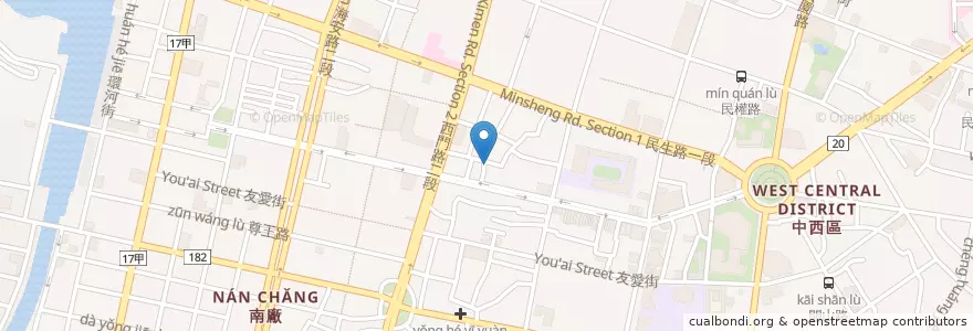 Mapa de ubicacion de 哈利早餐 en 臺灣, 臺南市, 中西區.
