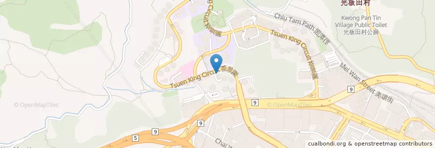 Mapa de ubicacion de Thai King Restaurant en Китай, Гуандун, Гонконг, Новые Территории, 荃灣區 Tsuen Wan District.