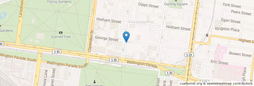 Mapa de ubicacion de George Street Cafe en 오스트레일리아, Victoria, City Of Yarra, City Of Melbourne.