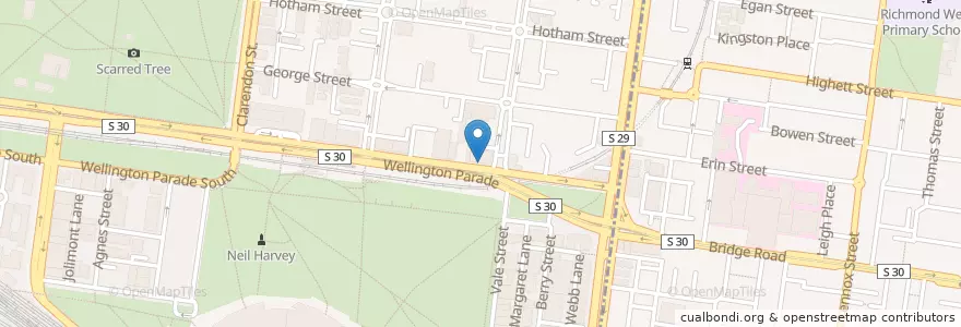 Mapa de ubicacion de Geppetto Trattoria en Austrália, Victoria, City Of Yarra, City Of Melbourne.
