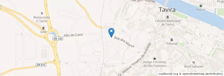 Mapa de ubicacion de Café Tolitel en پرتغال, Algarve, Algarve, فارو, تاویرا, Tavira.