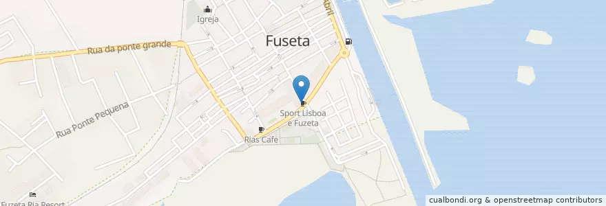 Mapa de ubicacion de Sport Lisboa e Fuseta en Portogallo, Algarve, Algarve, Faro, Olhão, Moncarapacho E Fuseta.