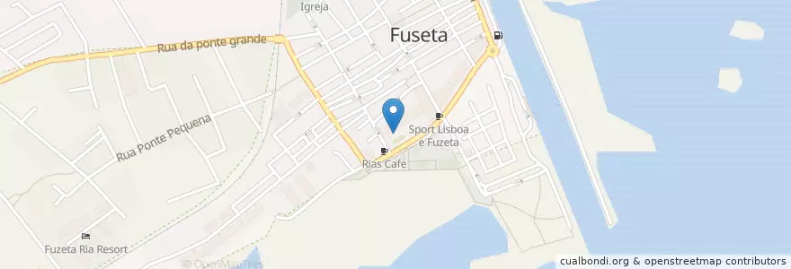 Mapa de ubicacion de Snack Bar O Ninho en Portugal, Algarve, Algarve, Faro, Olhão, Moncarapacho E Fuseta.